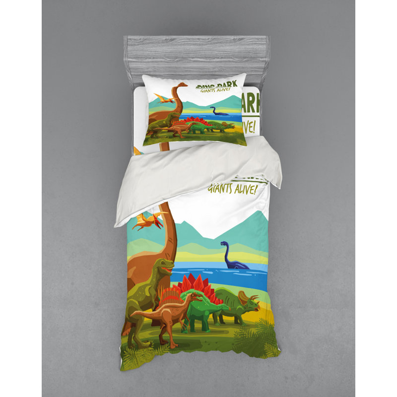 Ensemble de housse de couette en microfibre bleu dinosaure, Housse de couette simple + 6 pièces supplémentai