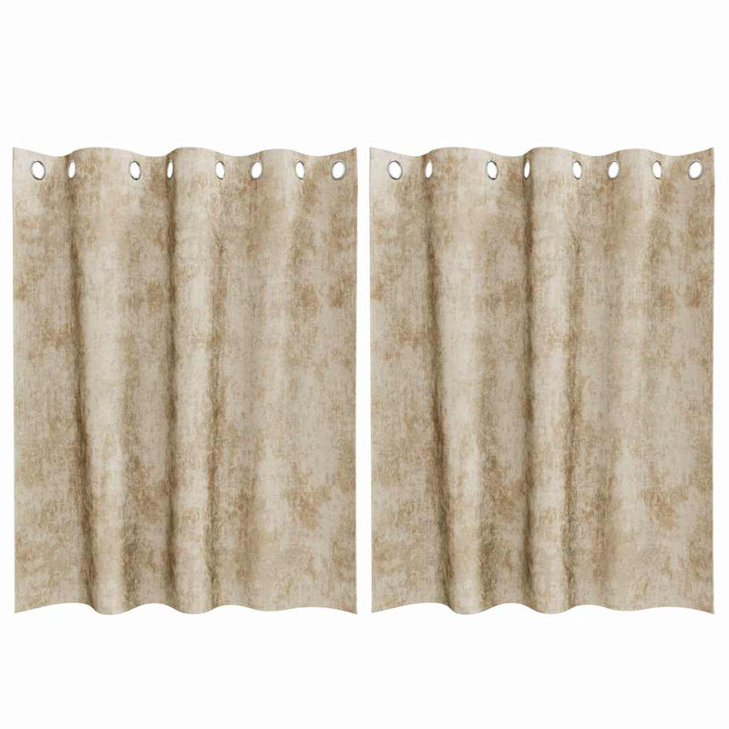 Alithia Velvet Room Darkening Curtain Pair, 140cm Width x 140cm Drop, Cream