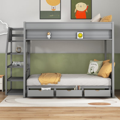 Ible Full over Full 3 Drawer Standard Bunk Bed with Shelves by Harriet Bee by Harriet Bee