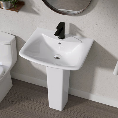 Rectangular Pedestal Bathroom Sink With Overflow