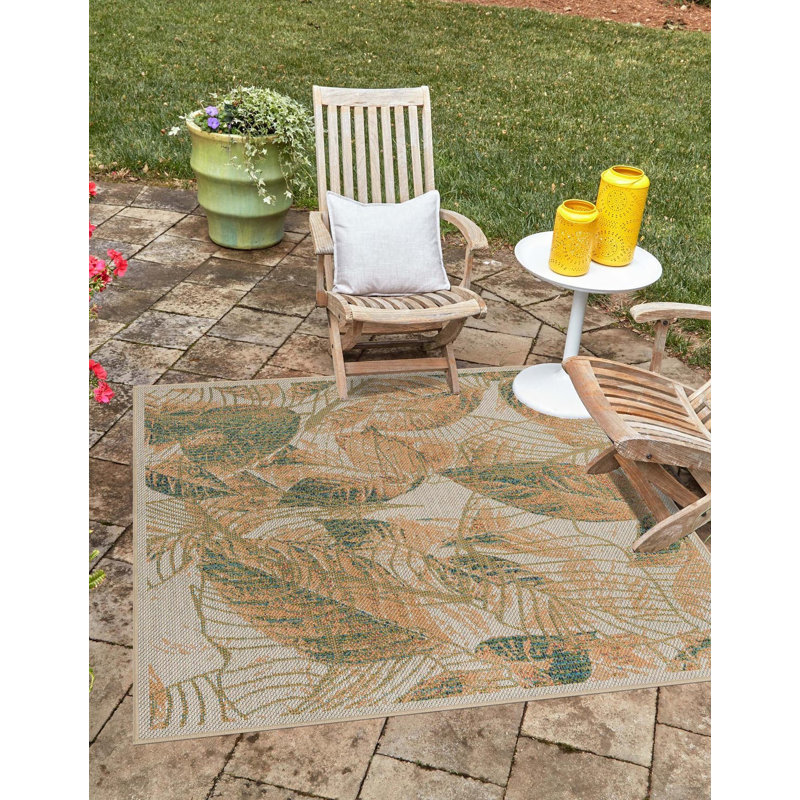 Trevin Floral Machine Woven Indoor Outdoor Area Rug , Square 7'10"