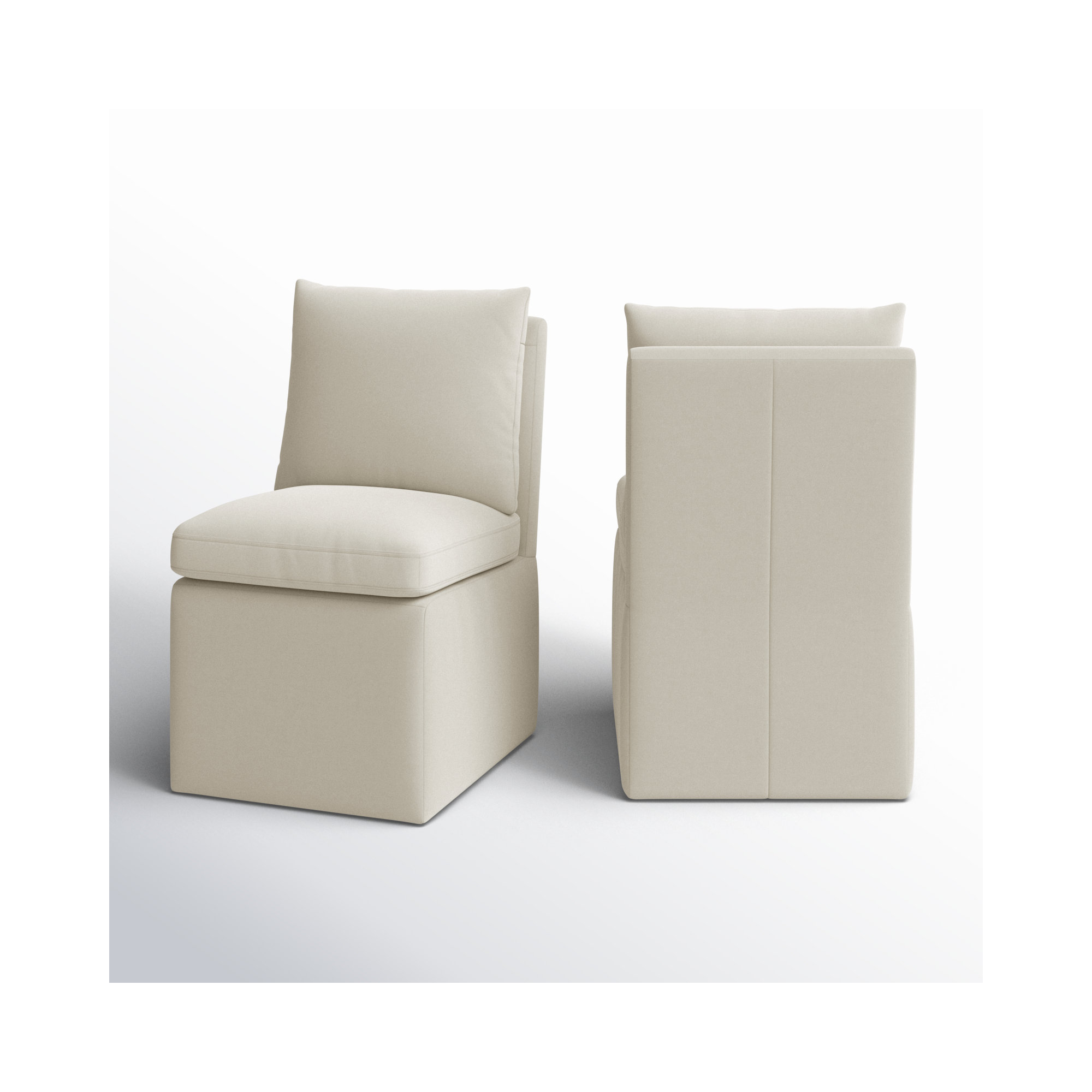 Alayaa Upholstered Side Chair with Casters, Bella Beach Performance Velvet