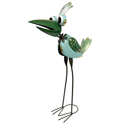 Art de jardin extérieur bleu bleu vert paon en métal oiseau tropical