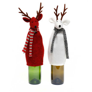 Couvre-bouteille avec écharpe cerf (Ensemble de 2)