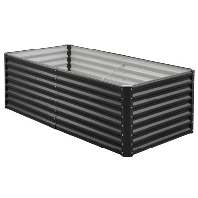 Lit de jardin surélevé en métal, jardinière galvanisée de 6 x 3 x 2 pi, conception à fond ouvert, grand lit surélevé pour faire pousser des légumes, des fleurs, des herbes et des plantes grasses, gris foncé