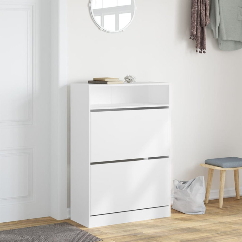 12 Pair Shoe Storage Cabinet, White
