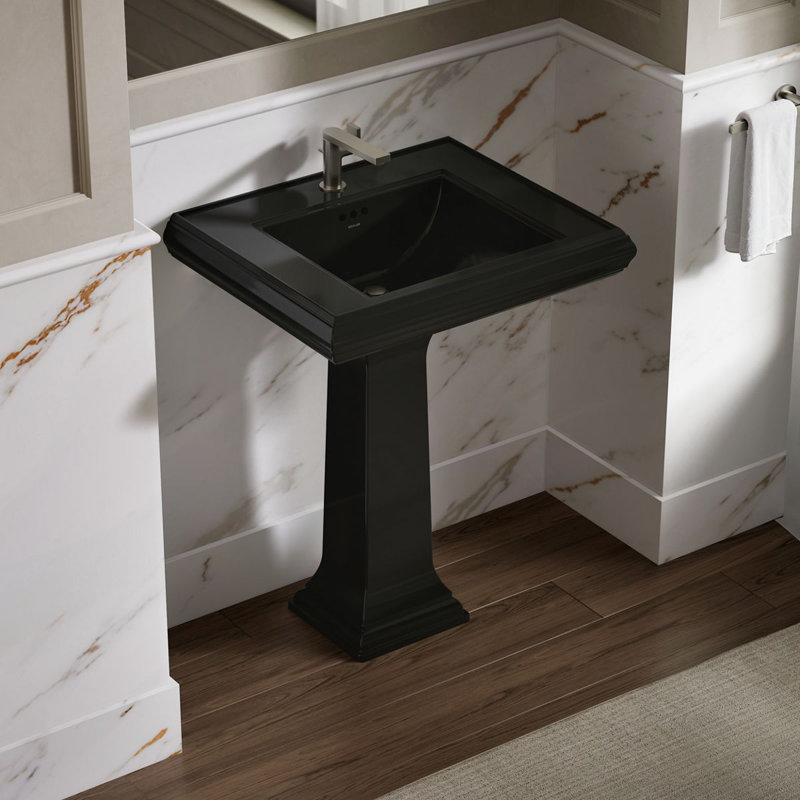 Memoirs Classic 27-1/4" rectangular pedestal bathroom sink, Black Black, Single Hole