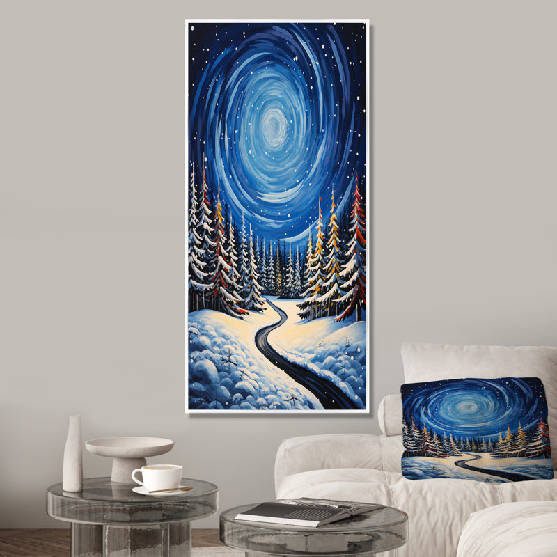 Frosty Pathway Road Into Winter Embrace III, Cadre flottant blanc, H 60 po x l 28 po x P 1,5 po