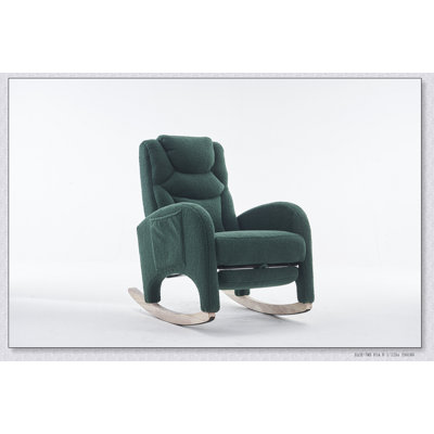 Teddy Fabric living room,bedroom Nursery and other indoor spaces Rocking Chair With Adjustable Footrest,:37.6-49.2"D×26"W×39"H by Corrigan Studio