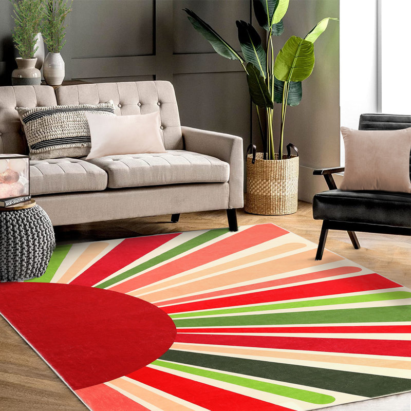 Mignon tapis lavable à la machine Sunburst, Rectangle 4 pi x 6 pi