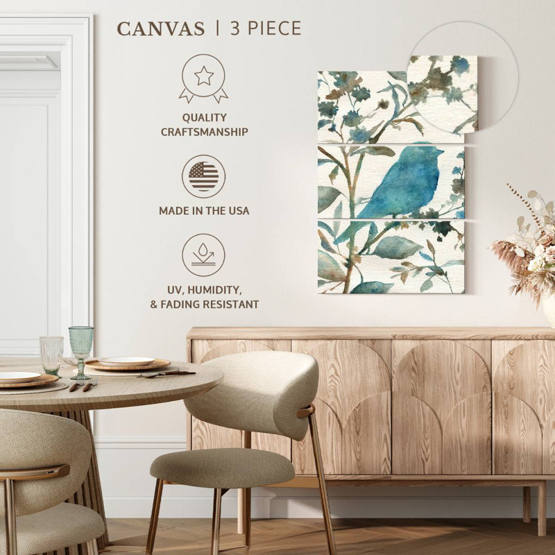 Teal Bluebird Silhouette III, H 32" x l 20"