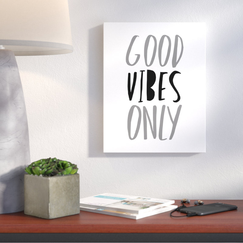Good Good Vibes Only - reproduction d'art textuel sur toile, H 14 po x l 11 po, Toile tendue