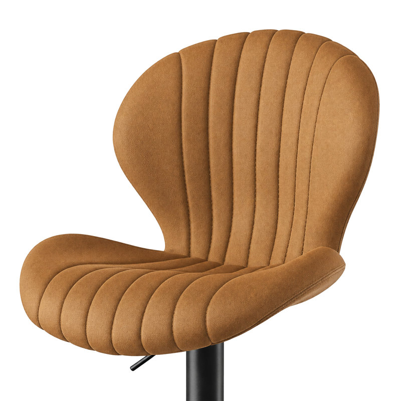 Tabouret de bar pivotant à dossier festonné, Brun
