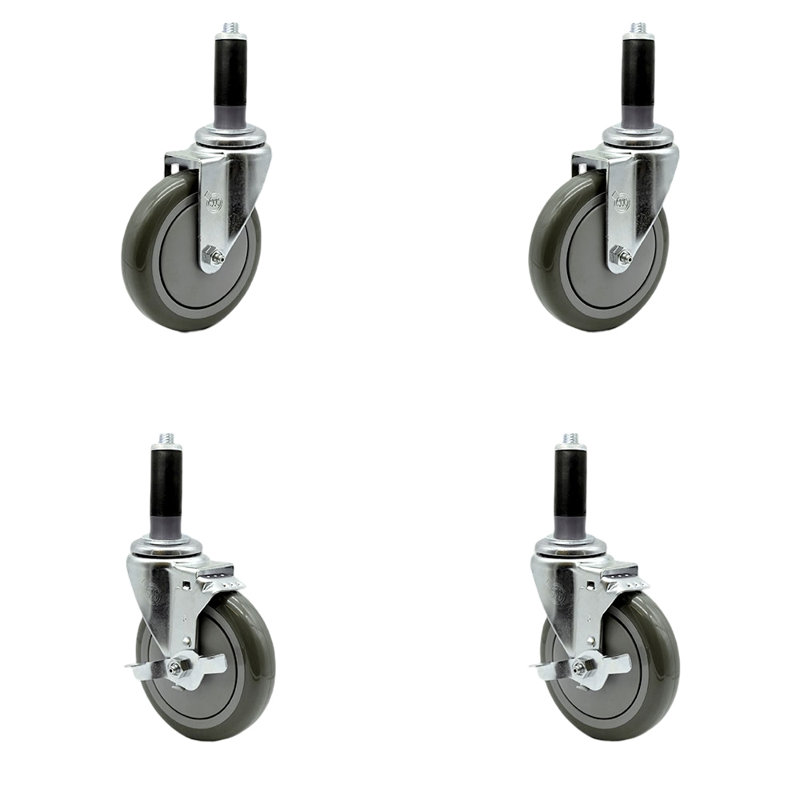 Ensemble de roulettes extensibles en polyuréthane pivotant 1-1 / 2