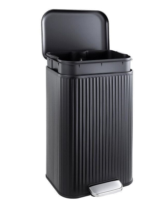 Poubelle intérieure en acier inoxydable 8/13 gallons avec couvercle à fermeture en douceur, résistante aux empreintes digitales, seau intérieur amovible pour la salle de bain, la cuisine, le bureau