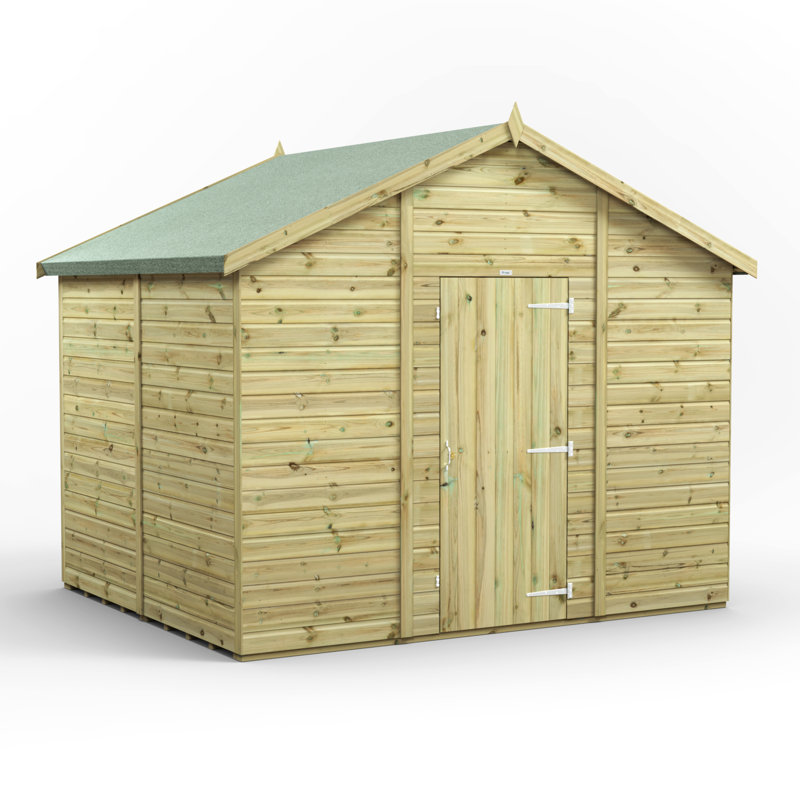 Powersheds 8 x 10ft Premium Pressure Treated Timber Windowless Apex Garden Shed