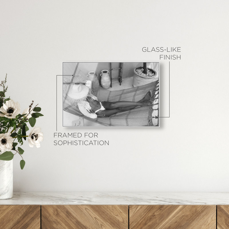 Andrea Sleeping Gray Canvas Fashion Print by Oliver Gal, 11"H x 16"W, White Frame