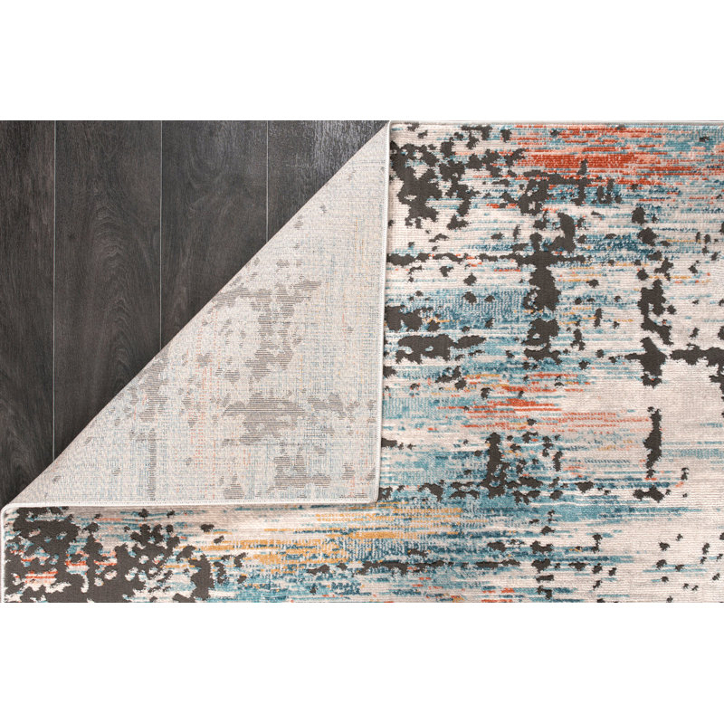 Ladole Rugs bleu ivoire rouge multicolore rustique abstrait moderne tapis pour le salon chambre à coucher