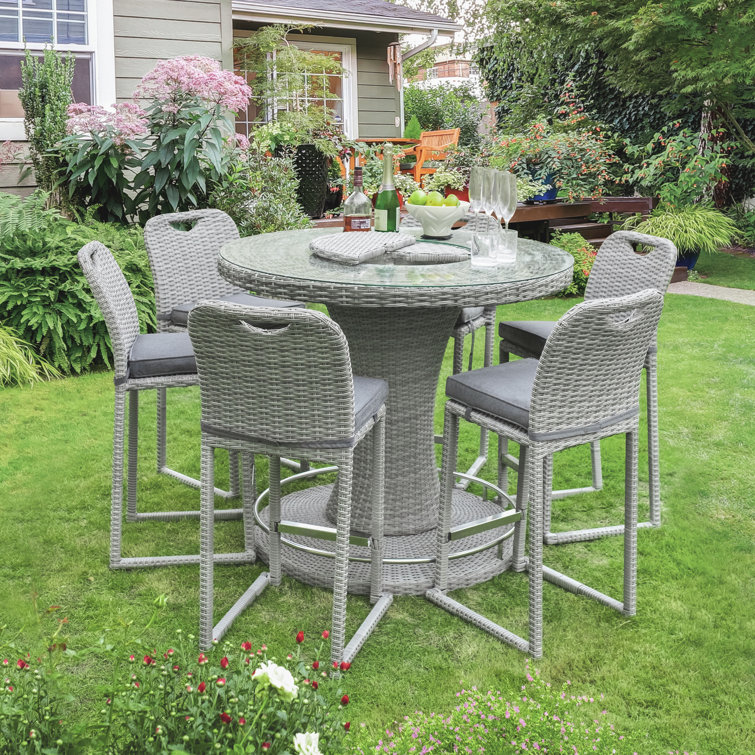 Bonnybrook Round 6 - Person 46" Long Bar Height Dining Set with Cushions