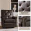Chaise berçante pivotante en cuir véritable de 31 po avec dossier capitonné et garniture cloutée Stratton-8065963