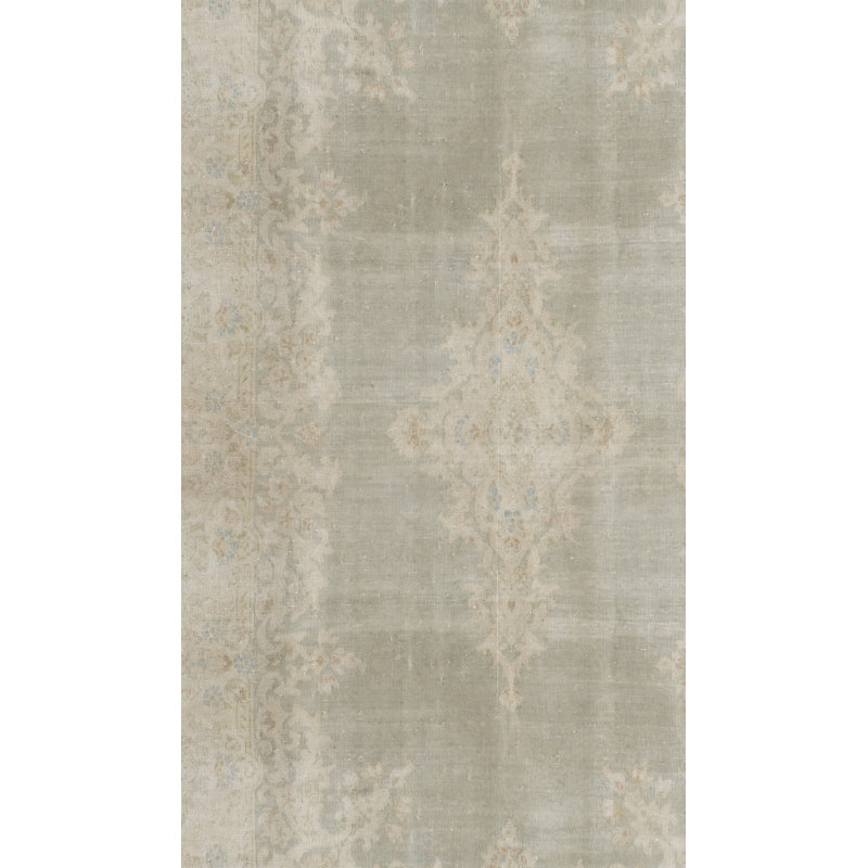 Tapis gris antique antique noué à la main 3 pi 8 po x 6 pi 6 po Kerman