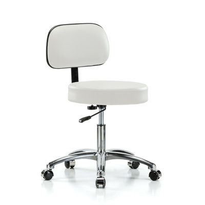 PERCH Chrome Walter Height Adjustable Exam Stool with Backrest | Desk Height 18.5-24"