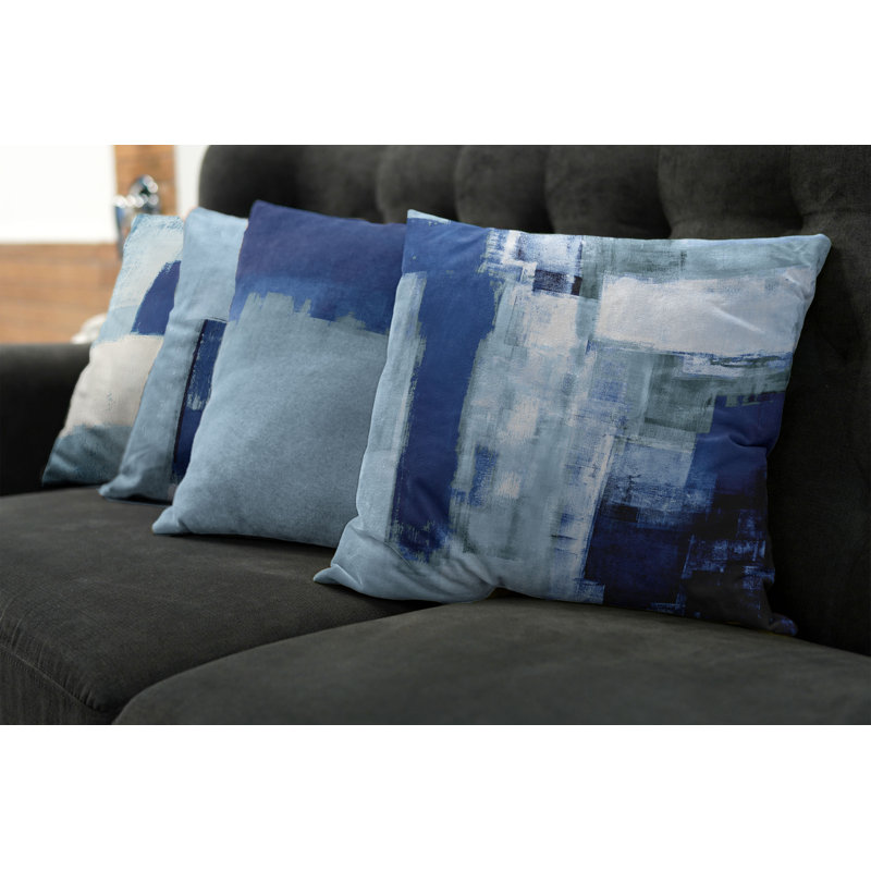 Reversible Pillow Cover, 16" H x 16" W, Night Blue / Pale Teal