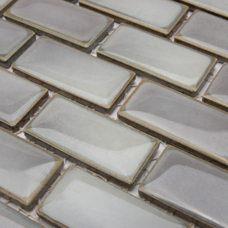 Hudson Subway White 11-3/4" x 12" Porcelain Mosaic Tile, Gray