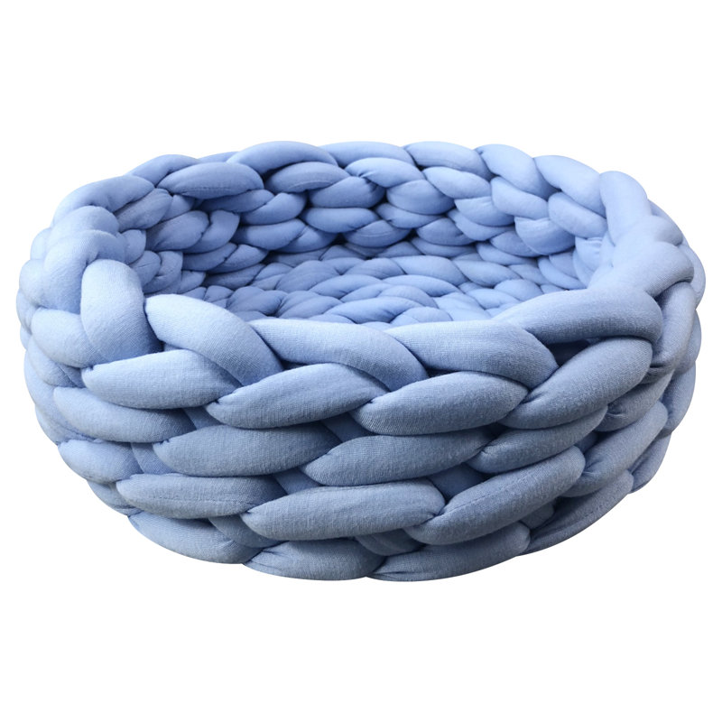 Tapis de lit pour animal de compagnie, Bleu, Petit (l 15 po x P 15 po x H 6,7 po)