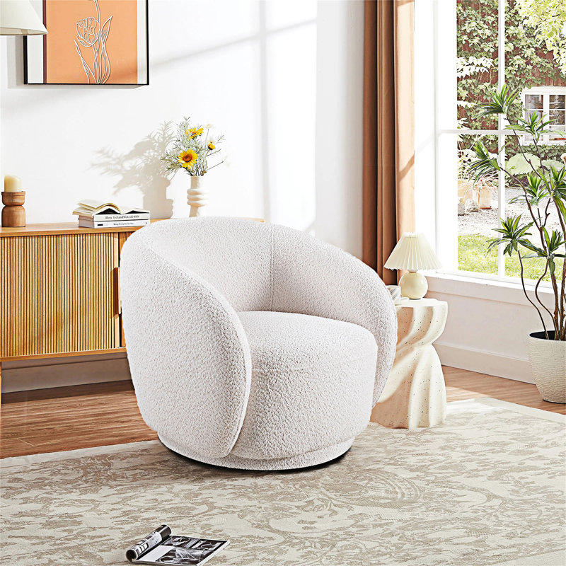 Fauteuil demi-tonneau rembourré, Blanc