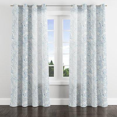 Dots Room Darkening Curtains - Beach Dotted Wave Coastal Grommet Curtain - 1 Panel