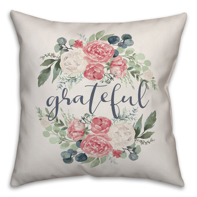  Coussin Grateful Florals, 16 po x 1 po