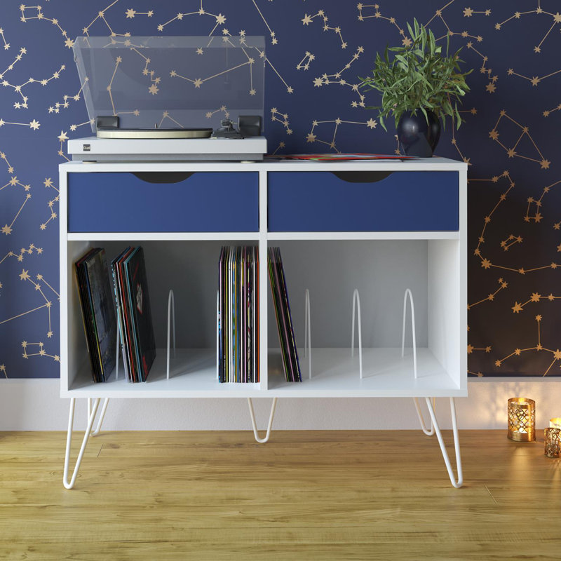 Carrasco HiFi Rack, White/Blue