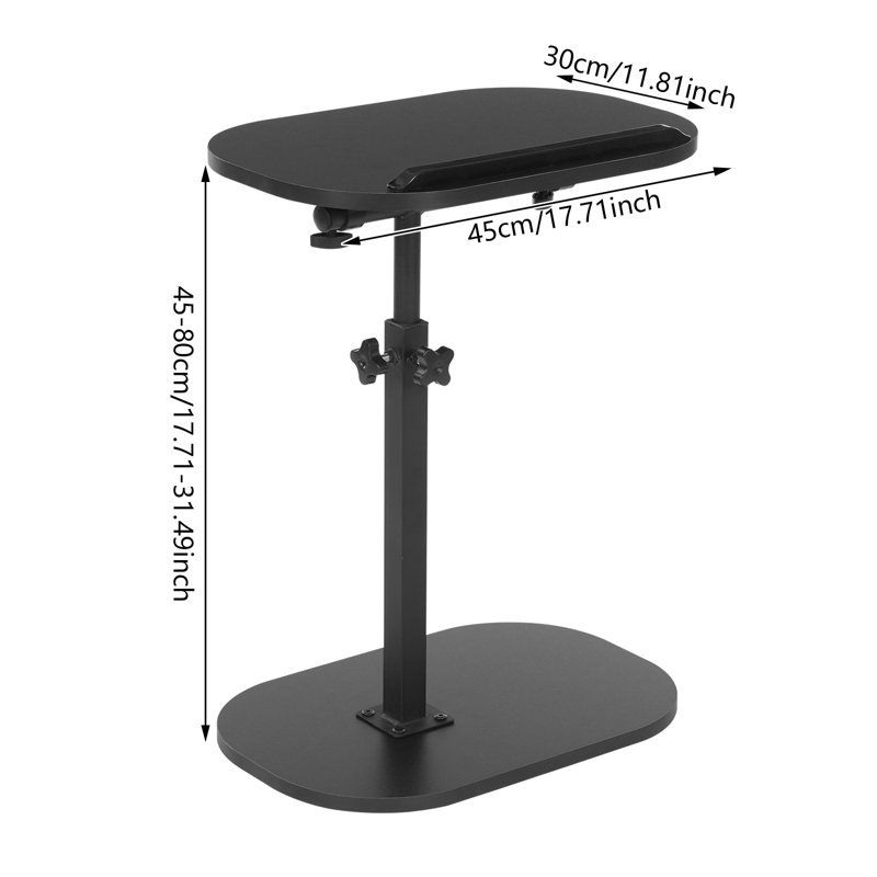 C-Shaped Side Table Small Coffee Table, Matte Black