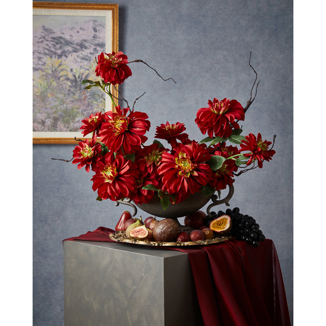 17" Dahlia Set Primrue Flowers/Leaves 