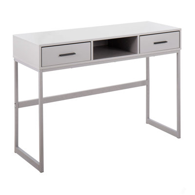 Contemporary Console Table In Grey Metal And Grey Wood