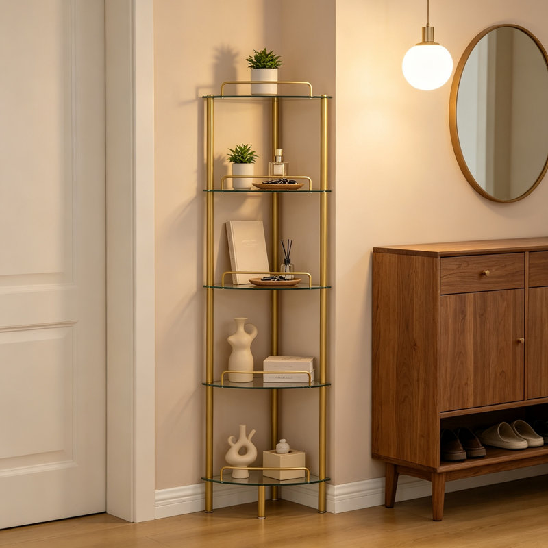 145.4 cm H x 42.5 cm W Corner Bookcase