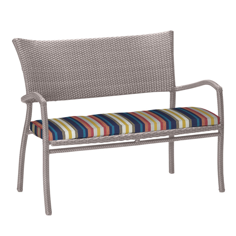 Skye Wicker Garden Bench, Black Walnut, Natural White, Welt