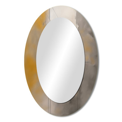 Grey Yellow Geometric Blend - Modern Oval Wall Mirror