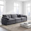 Canapé modulaire Mid-Century 3 places avec 2 accoudoirs et 3 coussins décoratifs-1284562590