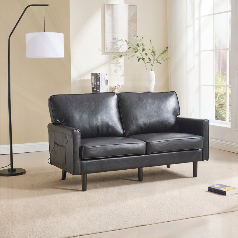 Causeuse moderne Mid-Century, Polyuréthane noir