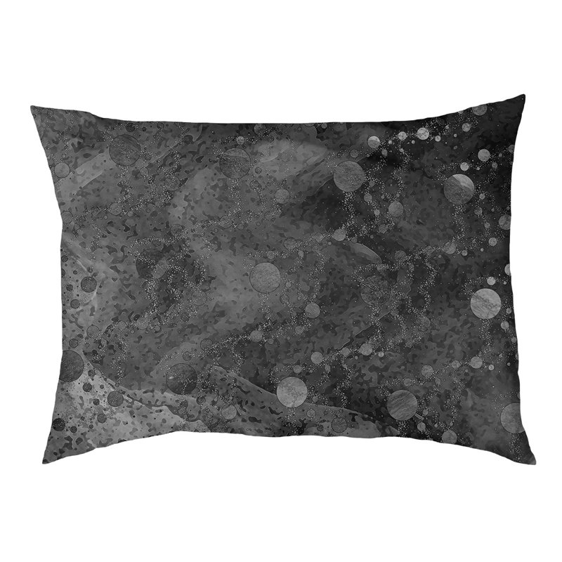 Coussin d'extérieur pour chien Byrge Planets Stars, Moyen (L 29,5 po x P19,5 po x H 9,5 po), Gris / argenté