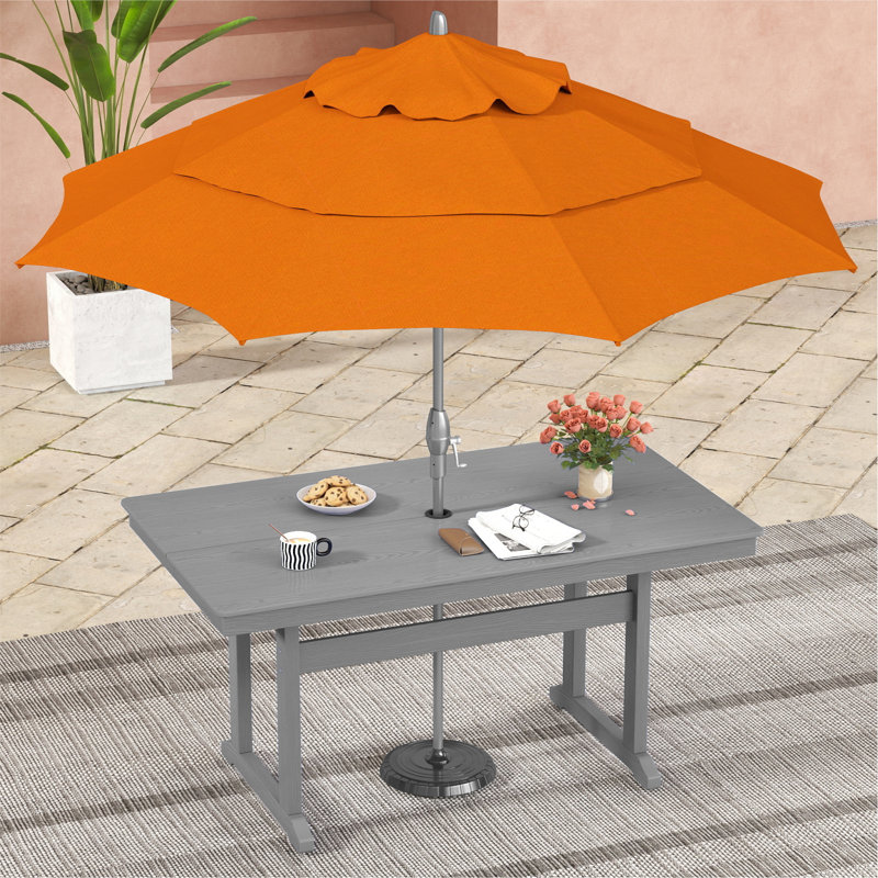 Patio Dining Table Hdpe All-weather, Gray