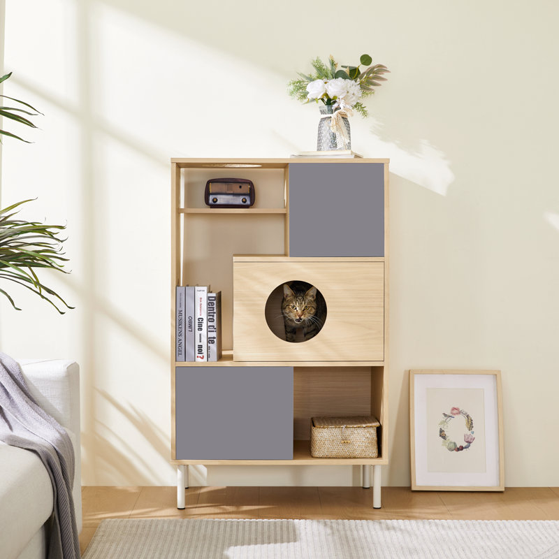 Furniture Style Modern Cat Bookcase Cat Tree Shelves With Storage
