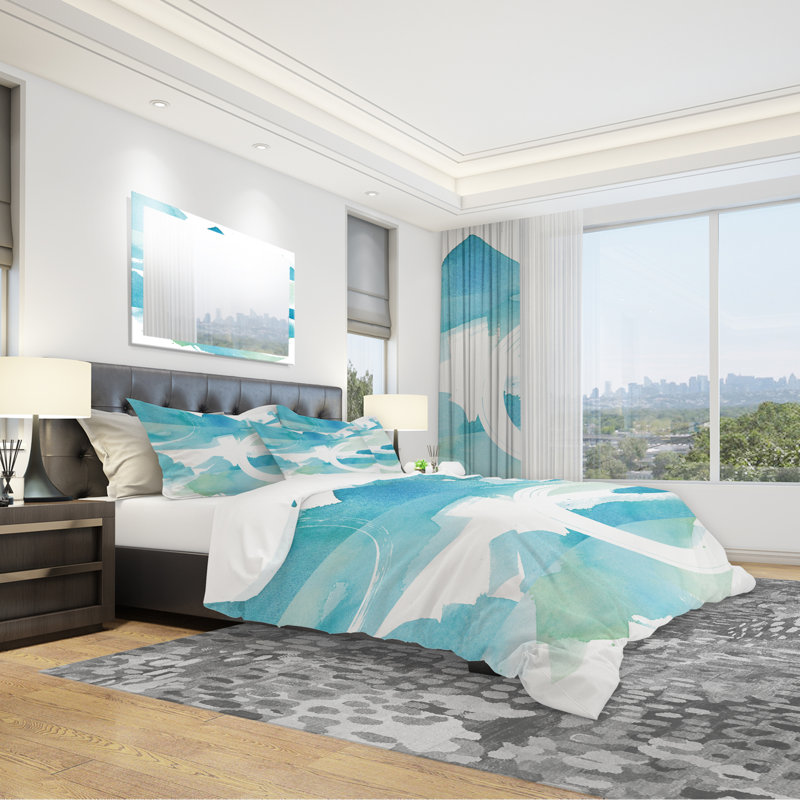 Coastal watercolors II - Ensemble de housse de couette transitionnel - Microfibre de polyester