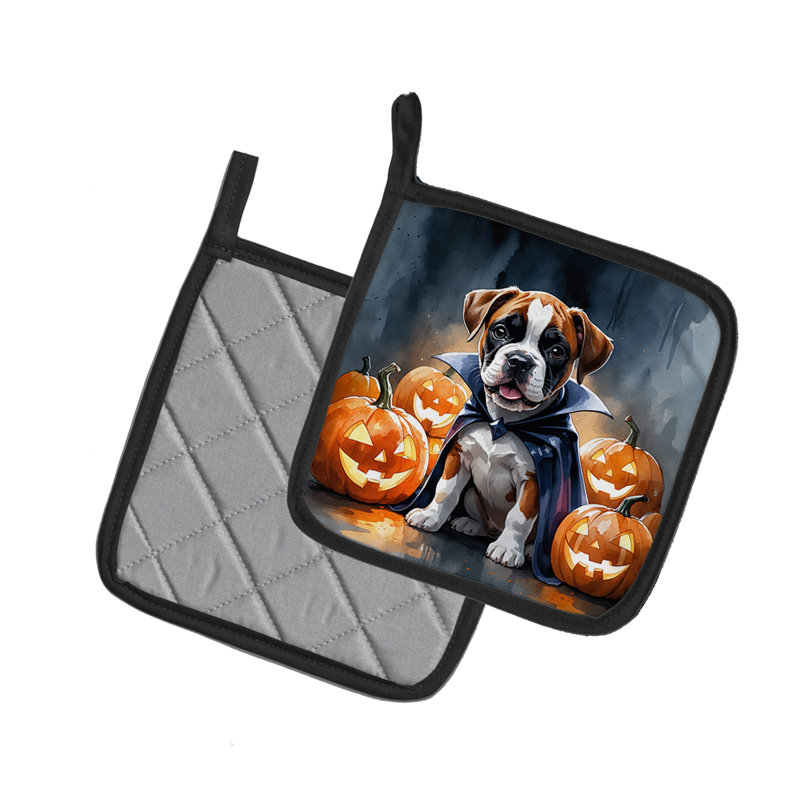 Paire de porte-pots Boxer Puppy Halloween