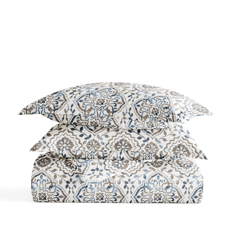 Patterned Ultra Soft 3 Piece Duvet Cover Set - Serenity, Full/Queen, Oasis Taupe