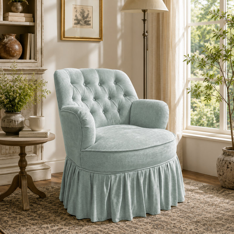 Fauteuil pivotant avec jupe plissée