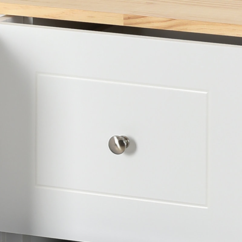 Lantha Solid Wood Top Kitchen Cart, White