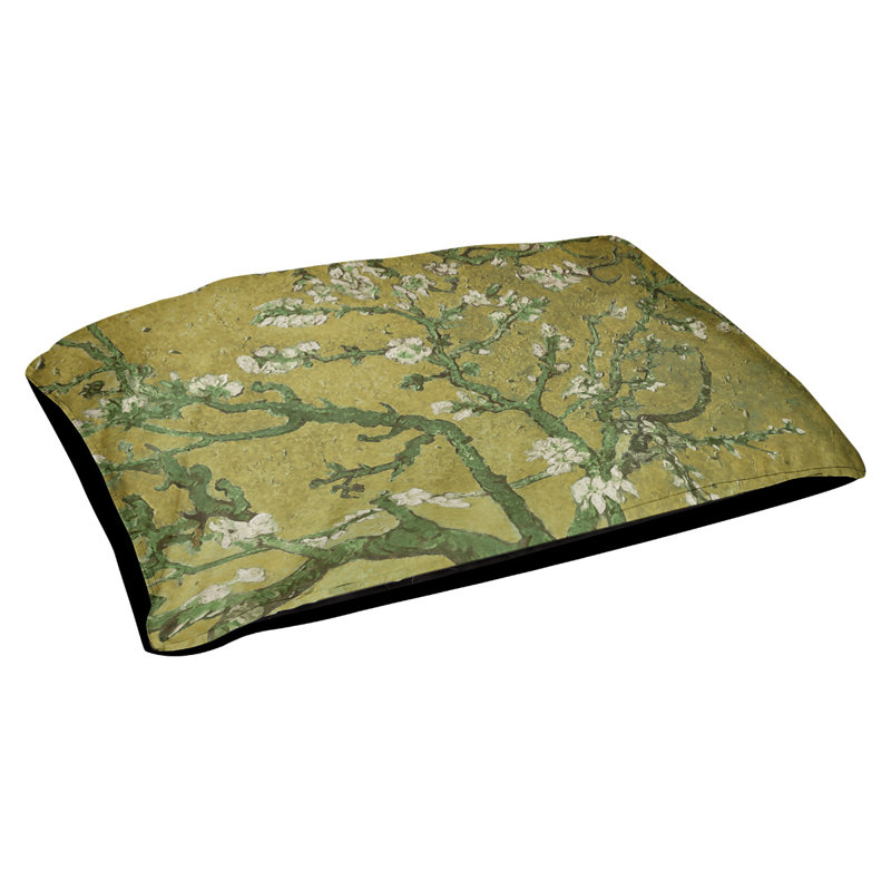 Coussin de concepteur de fleurs d’amande Burk, L 19,5 po x l 29,5 po, Jaune / Vert / Noir